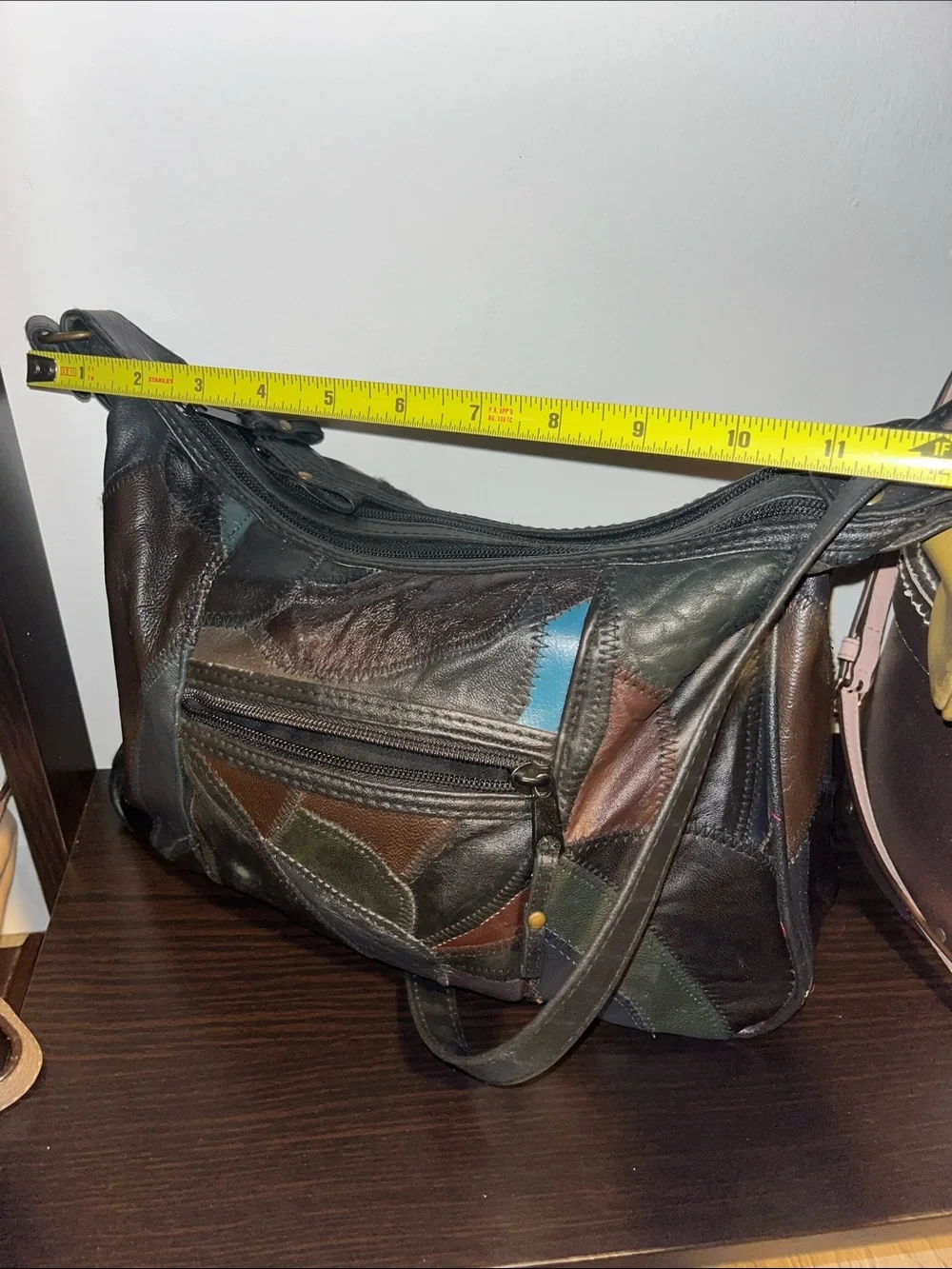 Vintage leather patchwork hobo